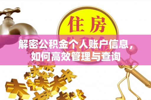 湘潭解密公积金个人账户信息，如何高效管理与查询